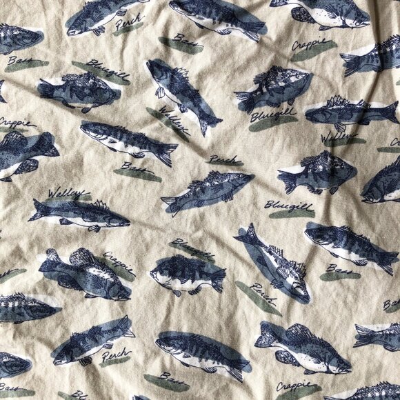 COLUMBIA Fish Print Long Sleeve Tan Button Up Shirt Mens Large Fishing Outdoor - Picture 4 of 7